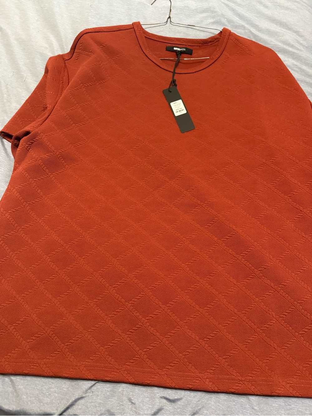 Massimo Dutti Textured Crewneck Shirt in Burnt Orange